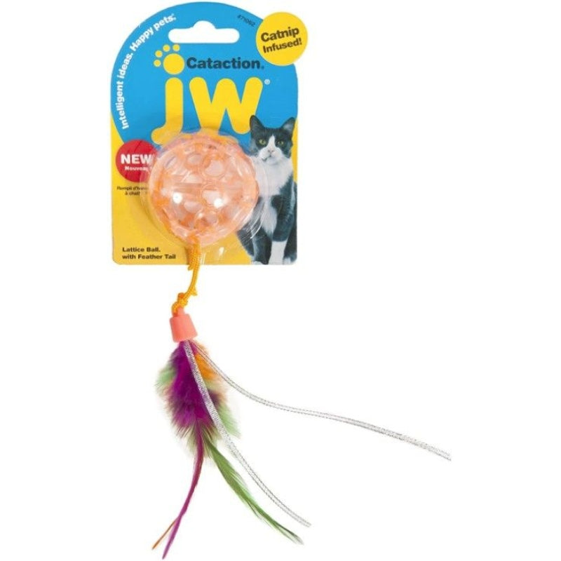 JW Pet Cataction Catnip Infused Lattice Ball Cat Toy With Tail - 1 count